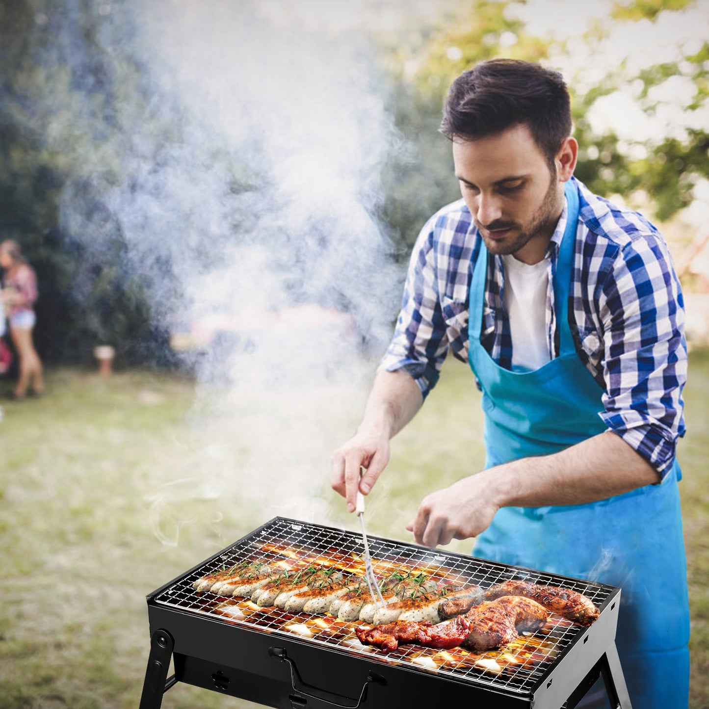 Portable Foldable Charcoal BBQ Grill for Camping & Outdoor Use