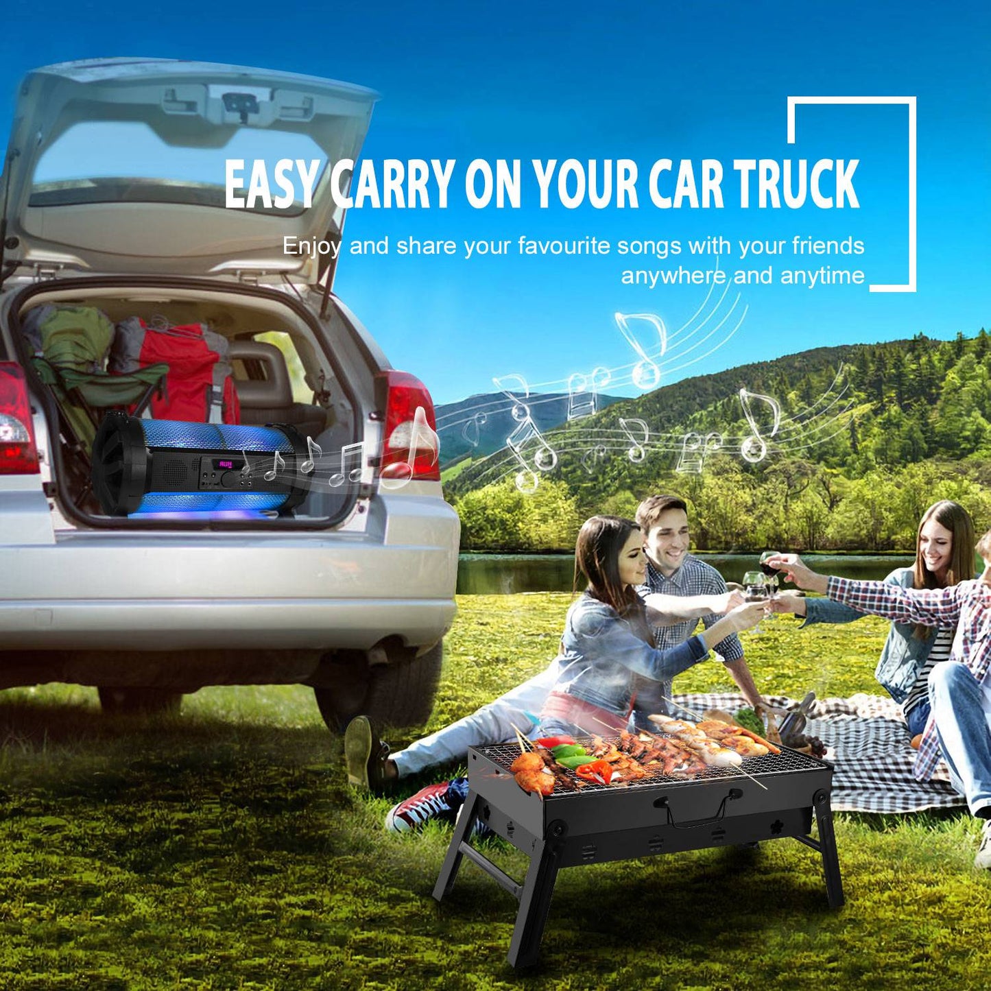 Portable Foldable Charcoal BBQ Grill for Camping & Outdoor Use