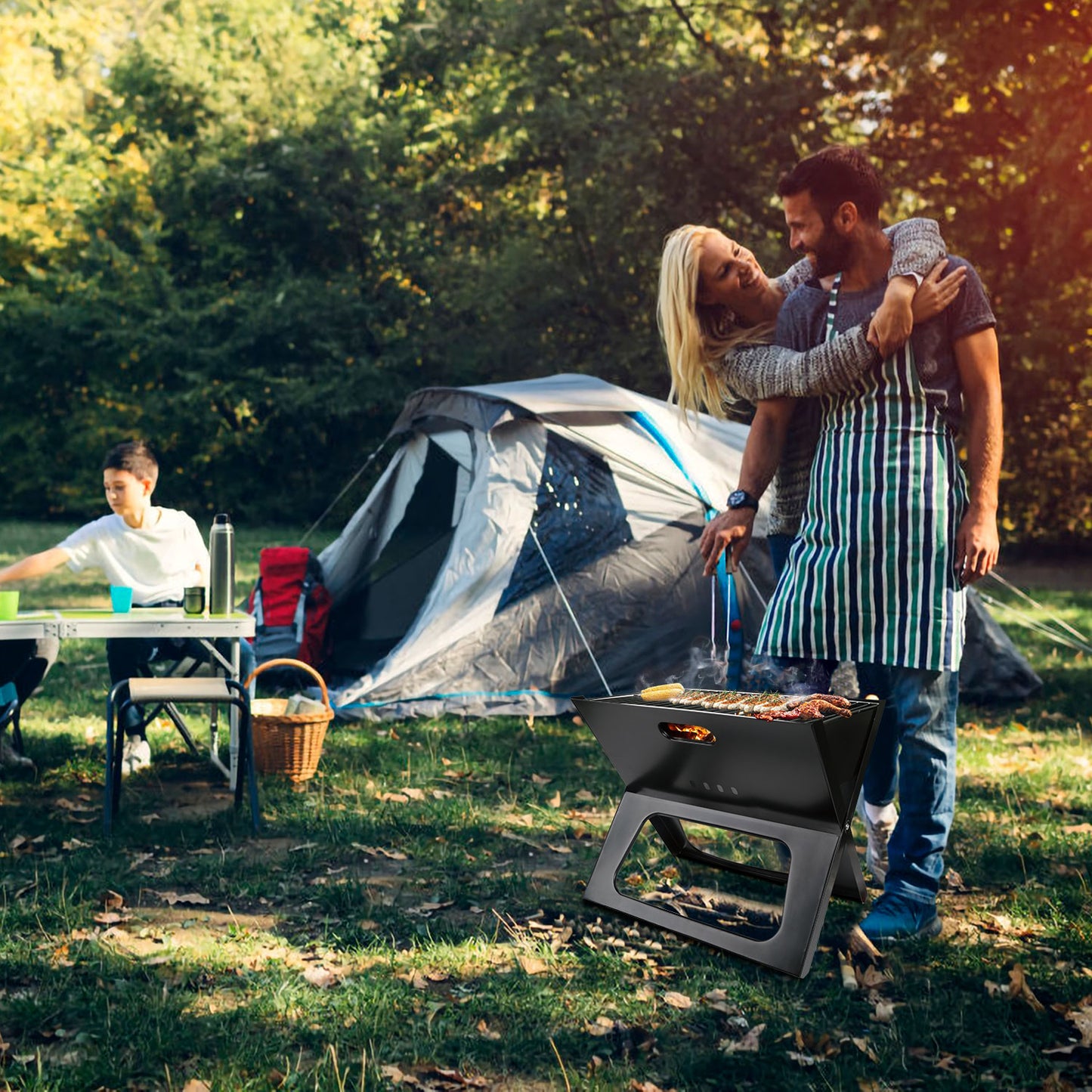 Portable Foldable Charcoal BBQ Grill for Camping & Outdoor Use