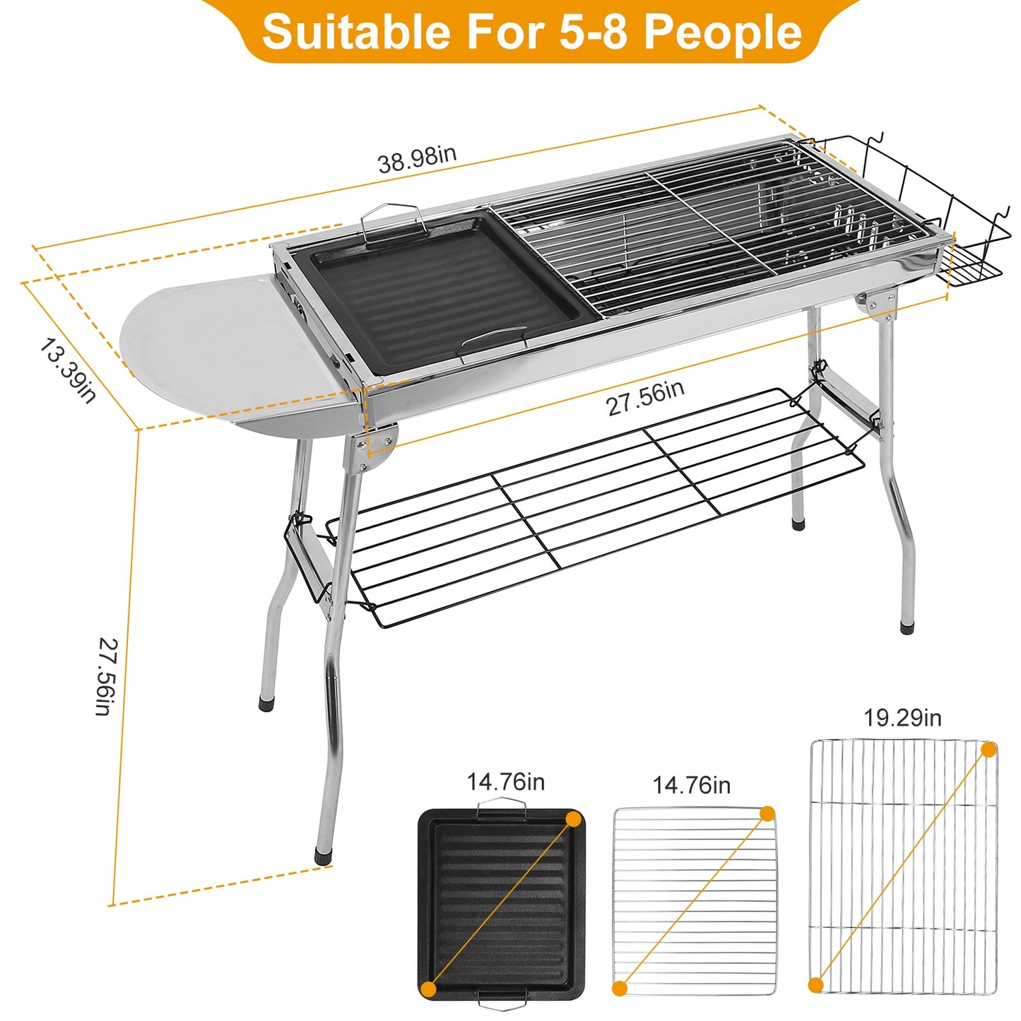 Portable Charcoal Grill - Foldable BBQ Suitcase for Camping