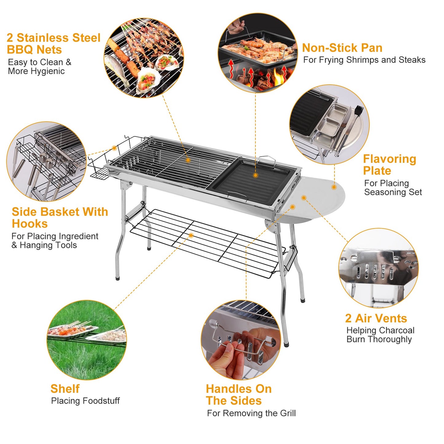 Portable Charcoal Grill - Foldable BBQ Suitcase for Camping