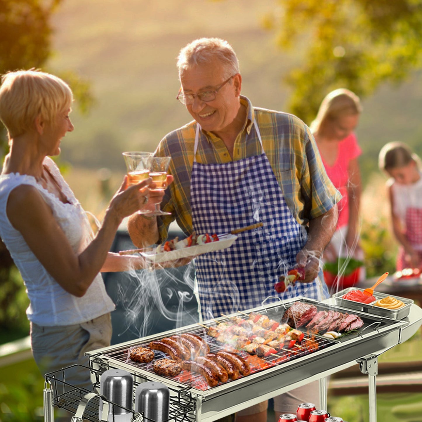 Portable Charcoal Grill - Foldable BBQ Suitcase for Camping
