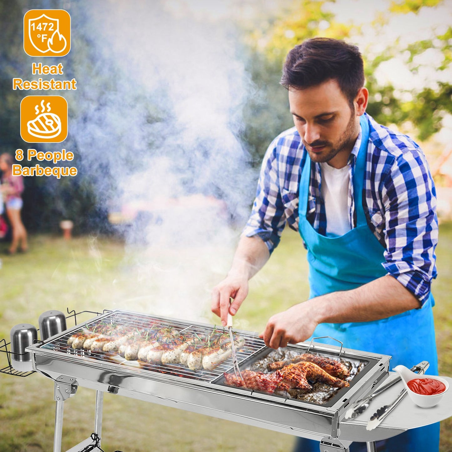Portable Charcoal Grill - Foldable BBQ Suitcase for Camping