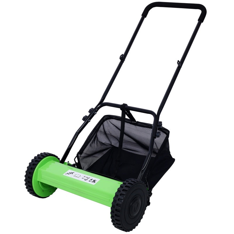 14-Inch 5-Blade Reel Lawn Mower - Manual Grass Cutter with Adjustable Height