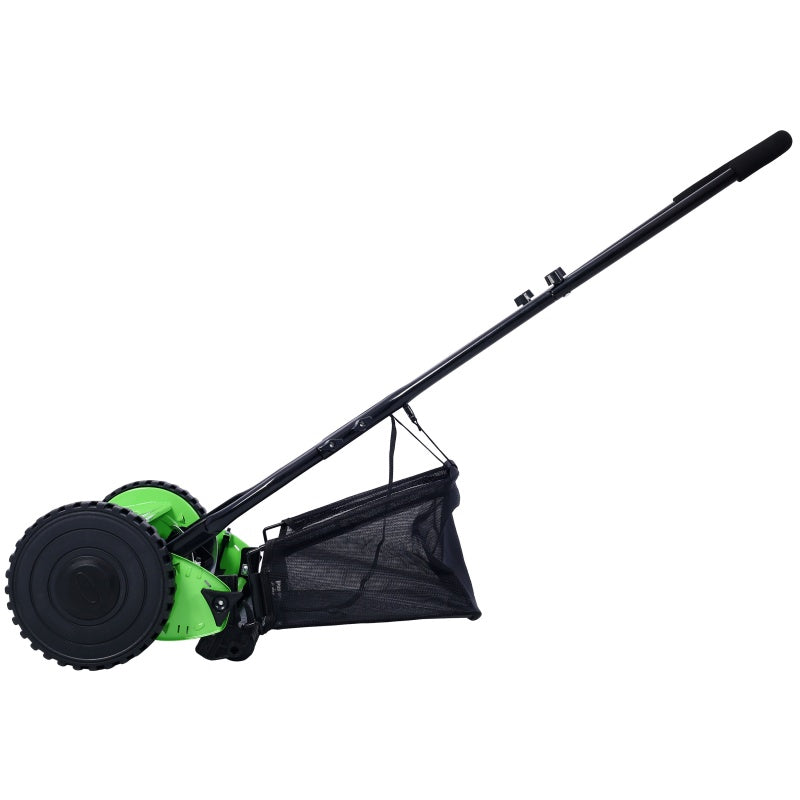 14-Inch 5-Blade Reel Lawn Mower - Manual Grass Cutter with Adjustable Height