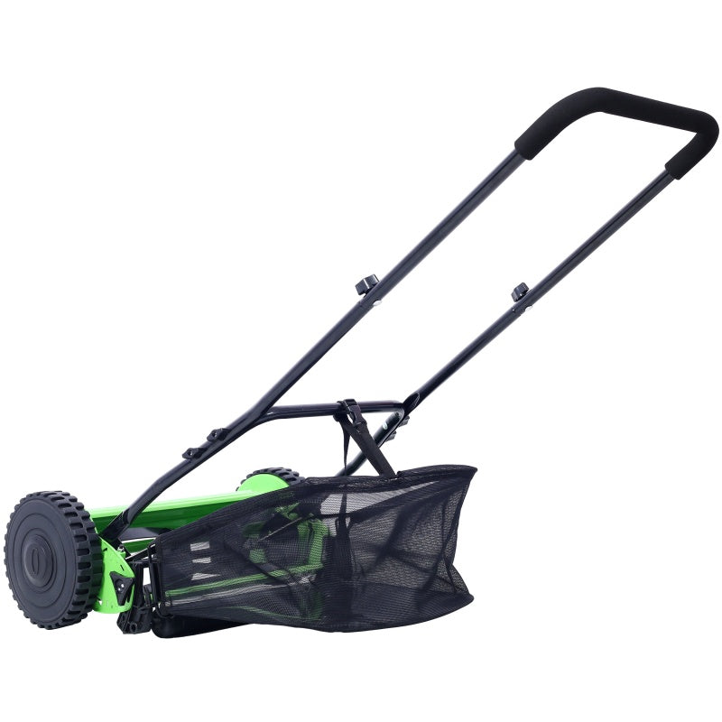 14-Inch 5-Blade Reel Lawn Mower - Manual Grass Cutter with Adjustable Height
