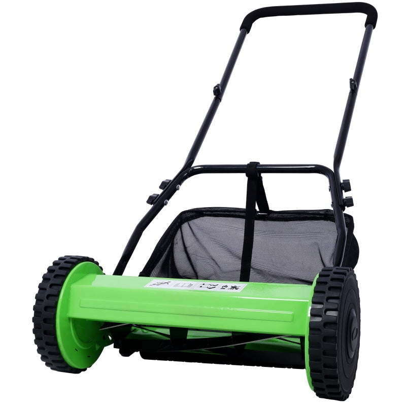14-Inch 5-Blade Reel Lawn Mower - Manual Grass Cutter with Adjustable Height