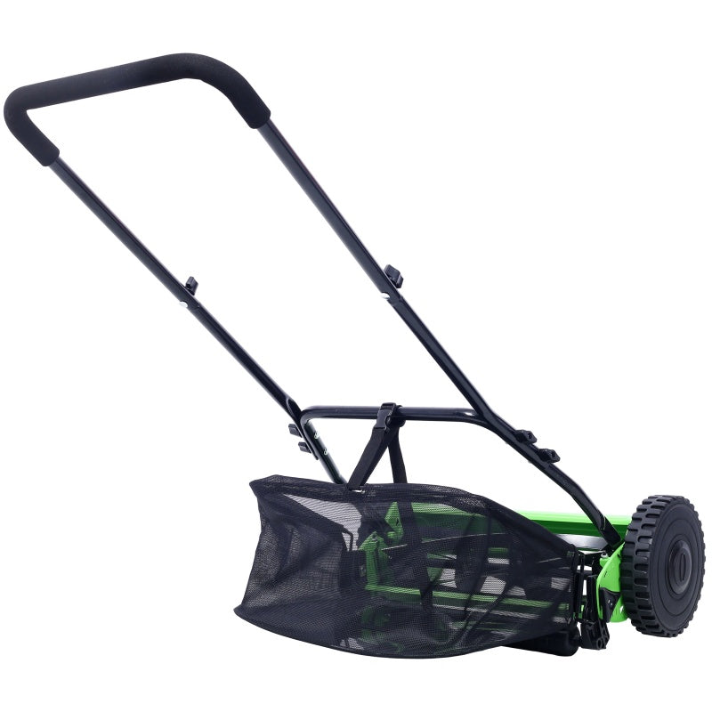 14-Inch 5-Blade Reel Lawn Mower - Manual Grass Cutter with Adjustable Height