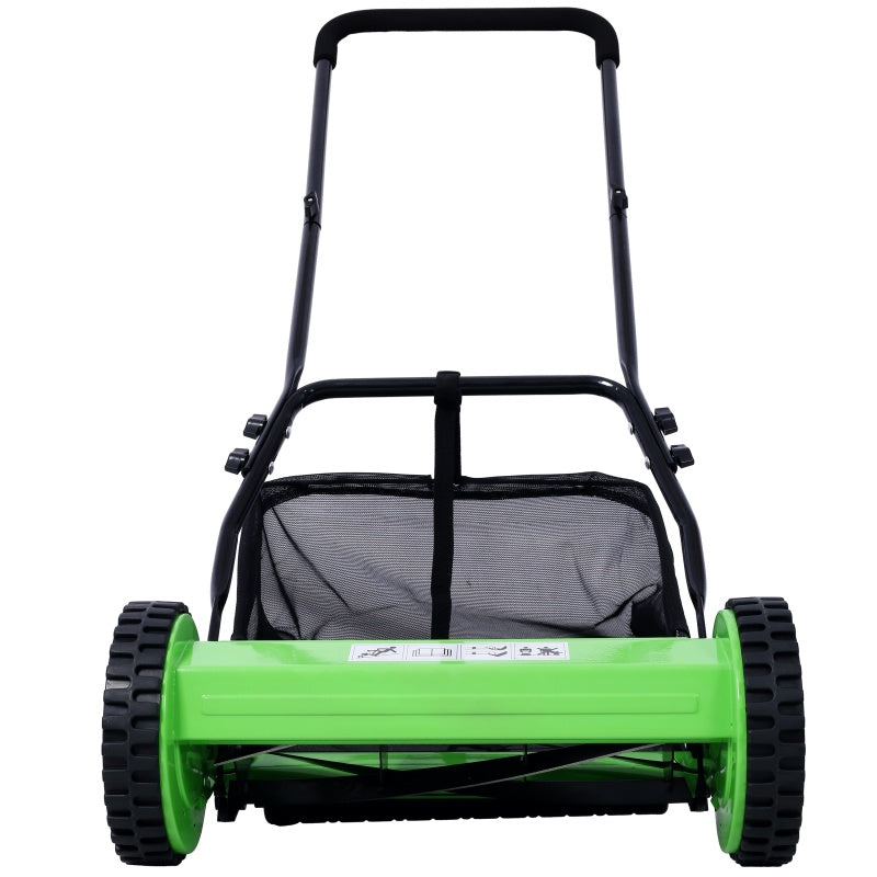 14-Inch 5-Blade Reel Lawn Mower - Manual Grass Cutter with Adjustable Height