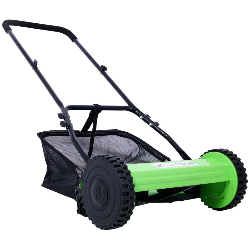14-Inch 5-Blade Reel Lawn Mower - Manual Grass Cutter with Adjustable Height