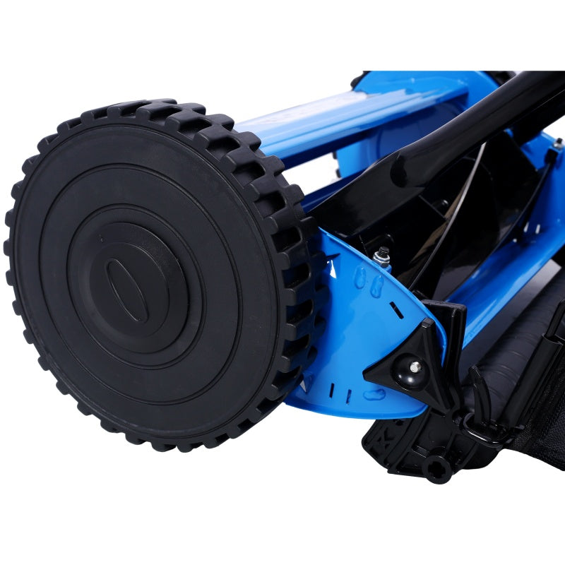 14-Inch Manual Reel Lawn Mower with Adjustable Blade & Grass Catcher - Blue