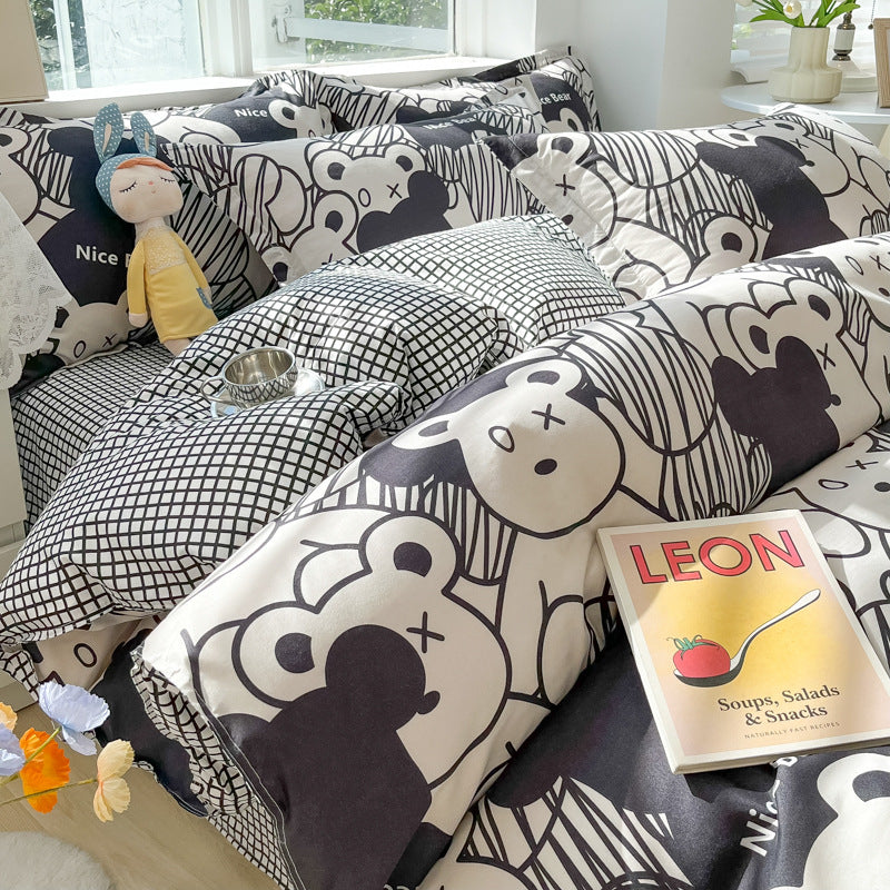 Simple Skin-Friendly Cotton Bedding Set - Multiple Sizes & Patterns