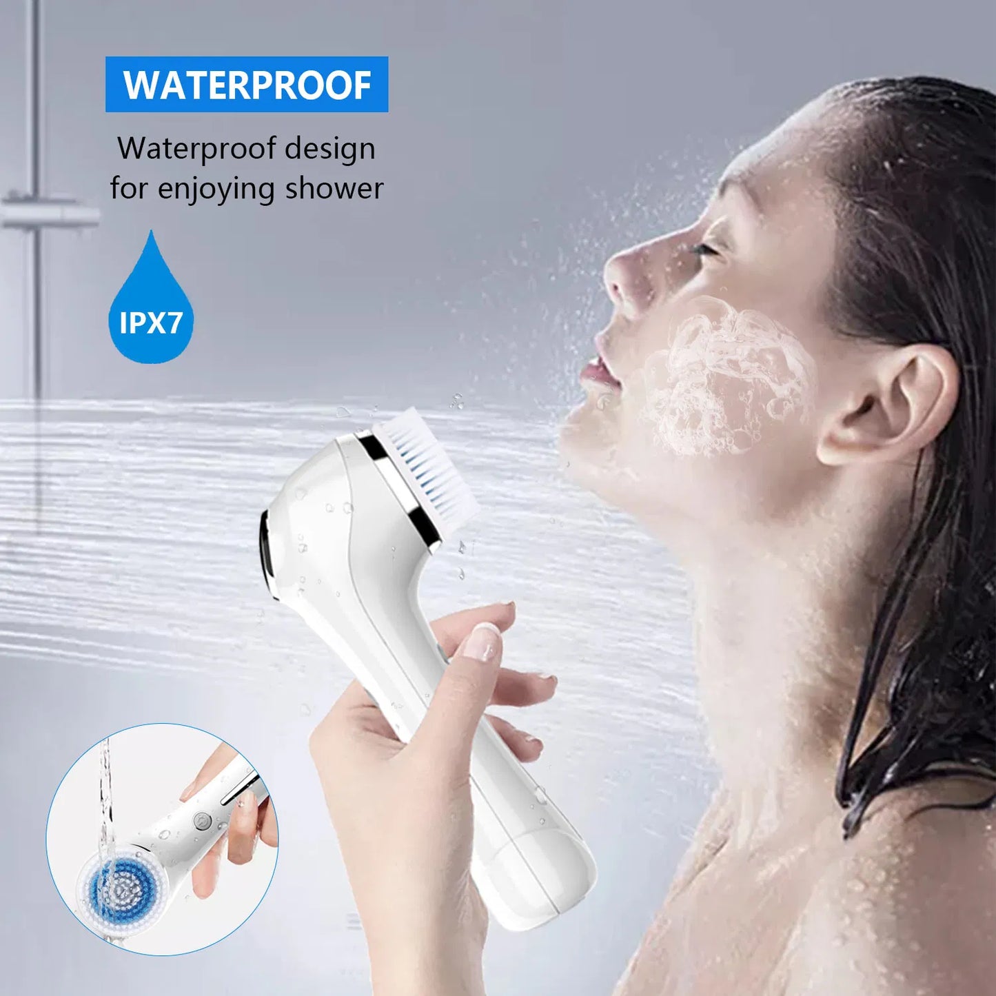 Electric Facial Cleansing Brush - Waterproof Exfoliating Face Scrubber
