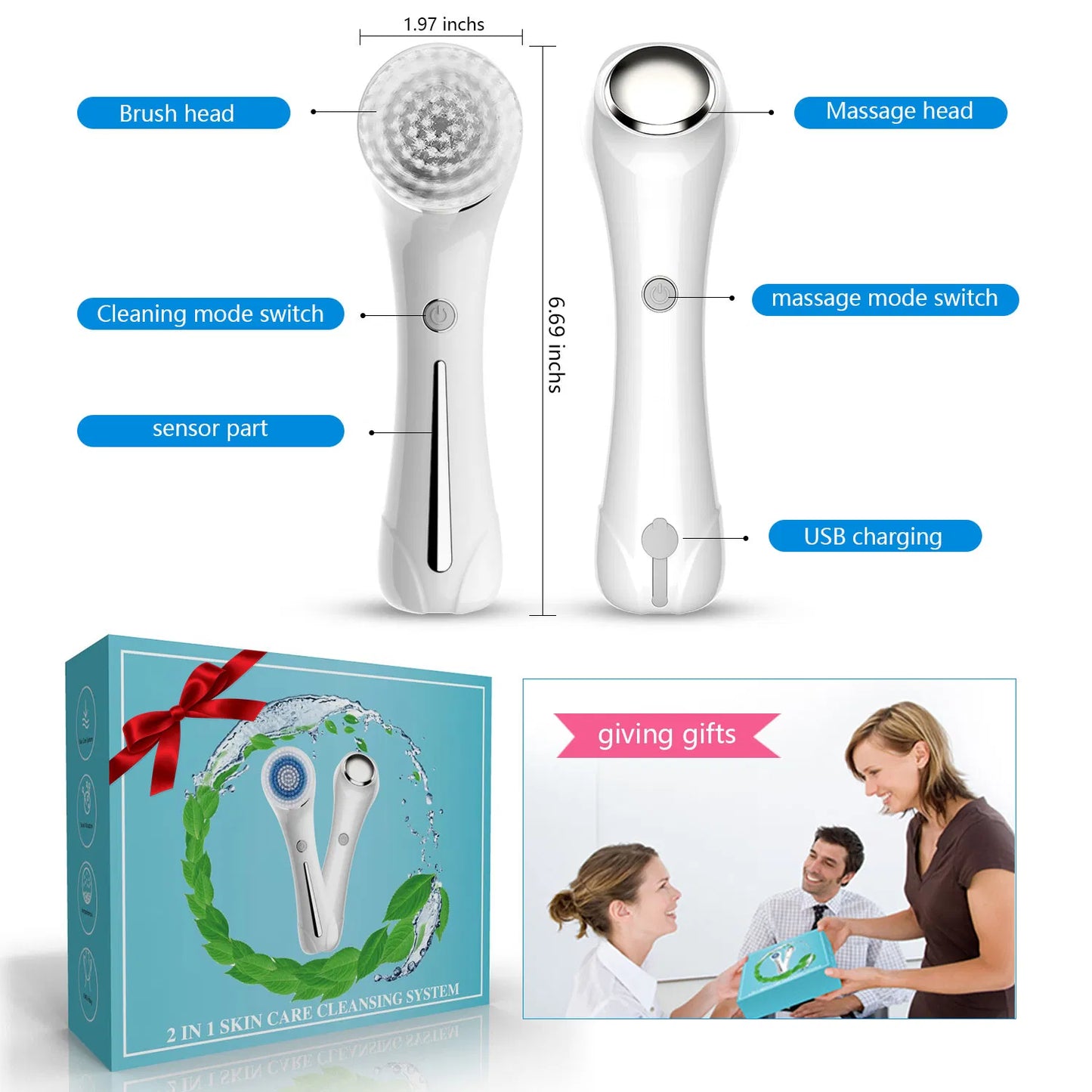 Electric Facial Cleansing Brush - Waterproof Exfoliating Face Scrubber