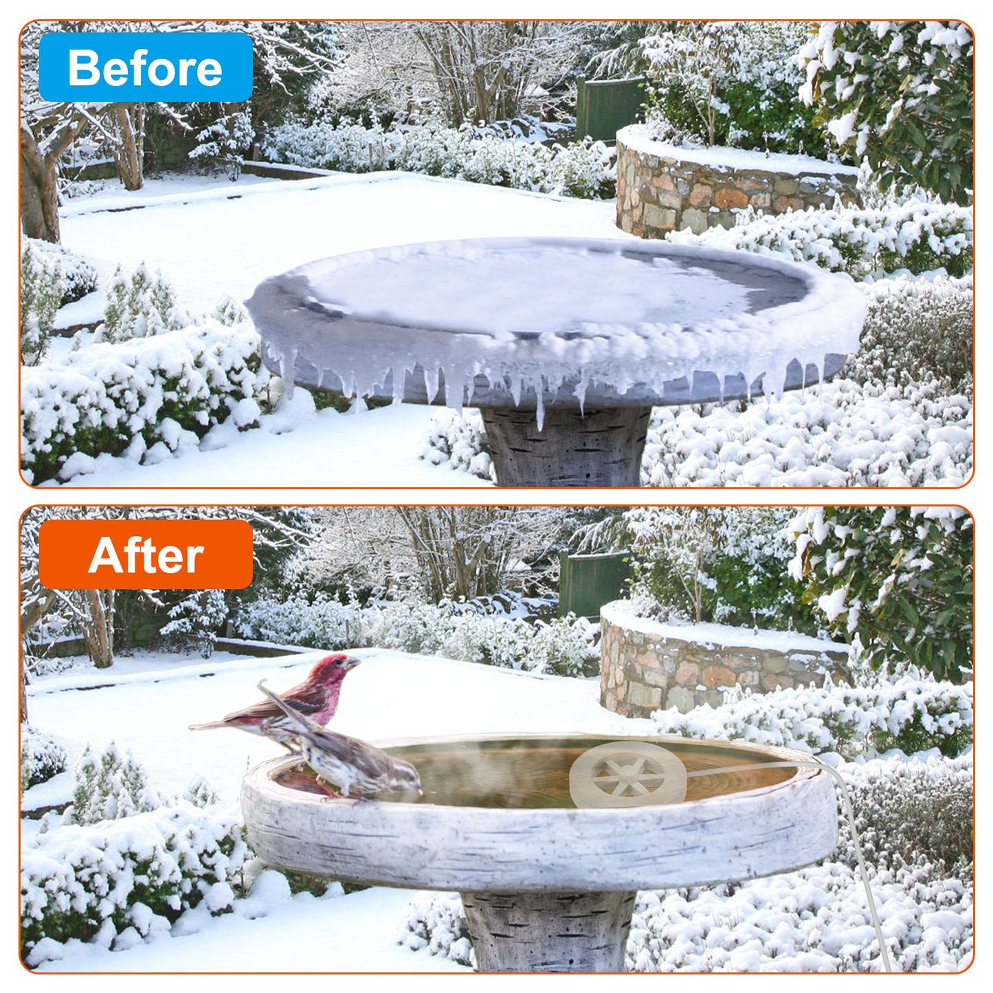 Outdoor Bird Bath Heater with Thermostat - Winter Water Deicer, Waterproof Aluminum