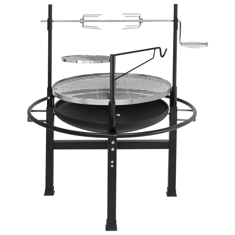 Round Black Iron Camping Grill – Durable & Portable