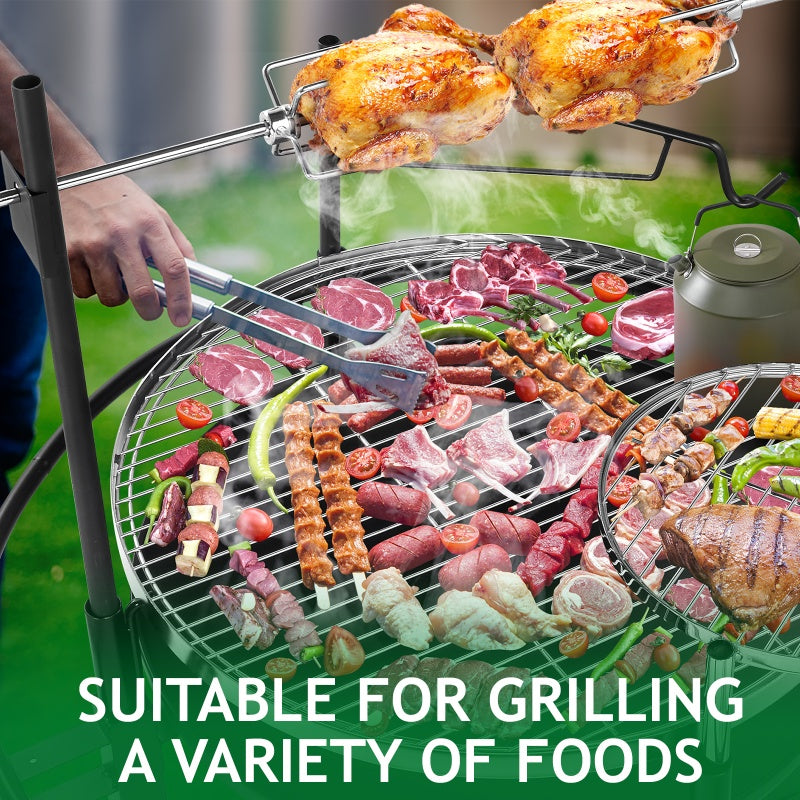 Round Black Iron Camping Grill – Durable & Portable