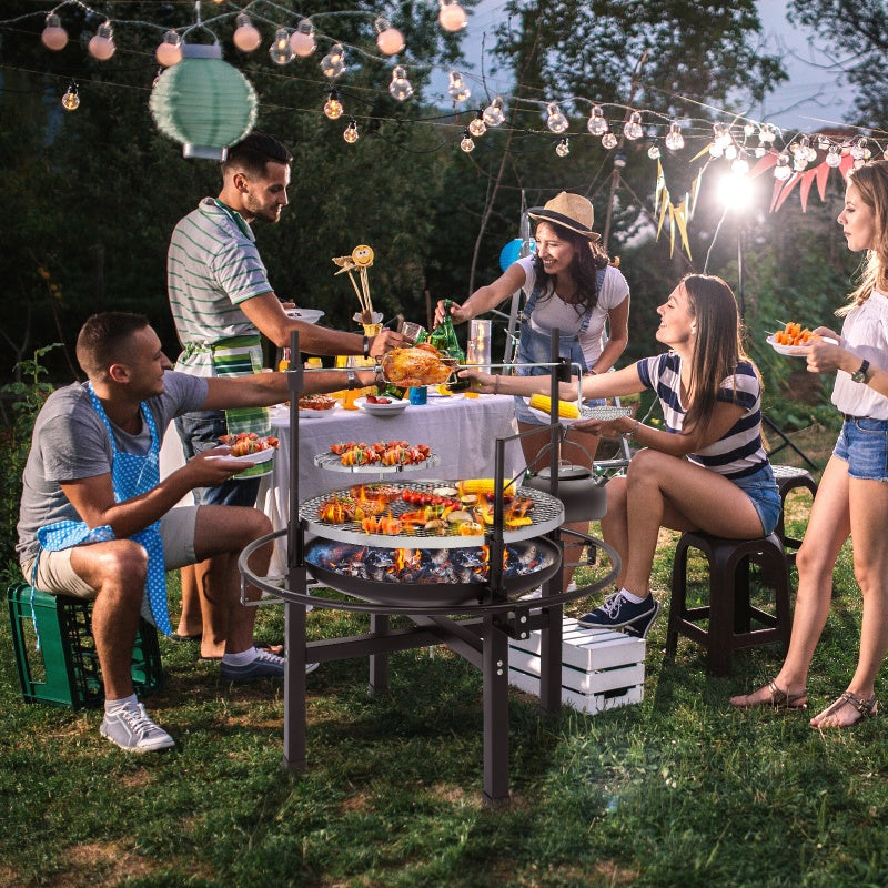 Round Black Iron Camping Grill – Durable & Portable
