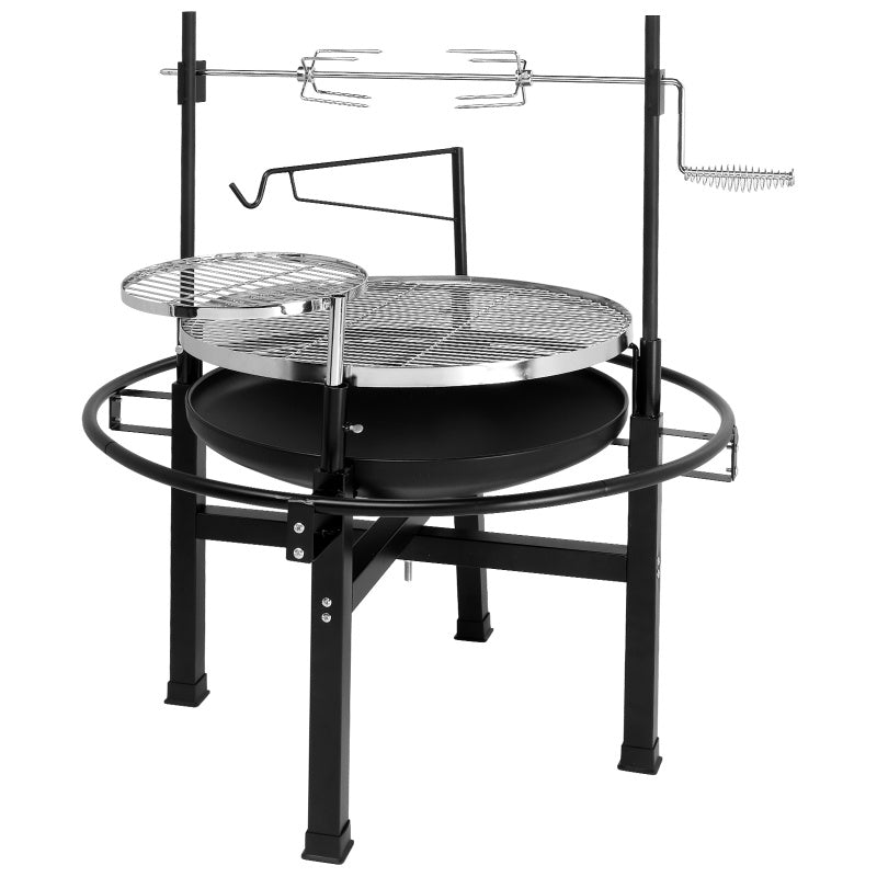 Round Black Iron Camping Grill – Durable & Portable