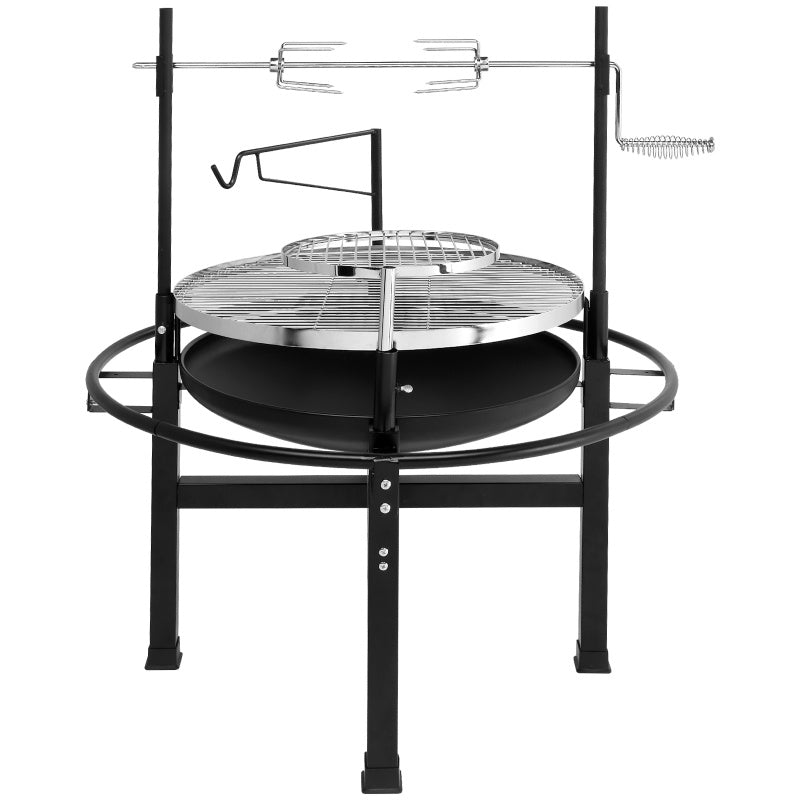 Round Black Iron Camping Grill – Durable & Portable