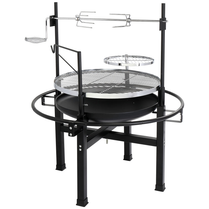 Round Black Iron Camping Grill – Durable & Portable