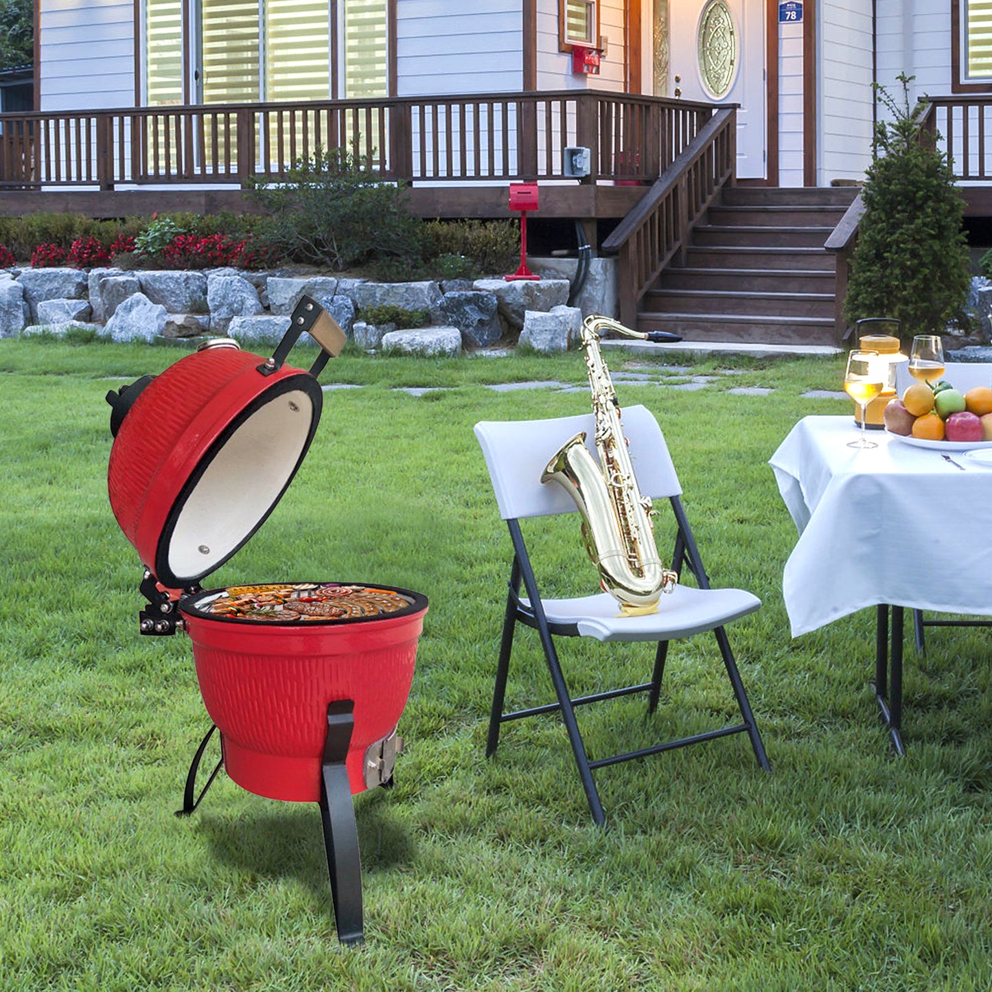 Ceramic 13-Inch Round Oven Grill - Fuel Efficient & Versatile