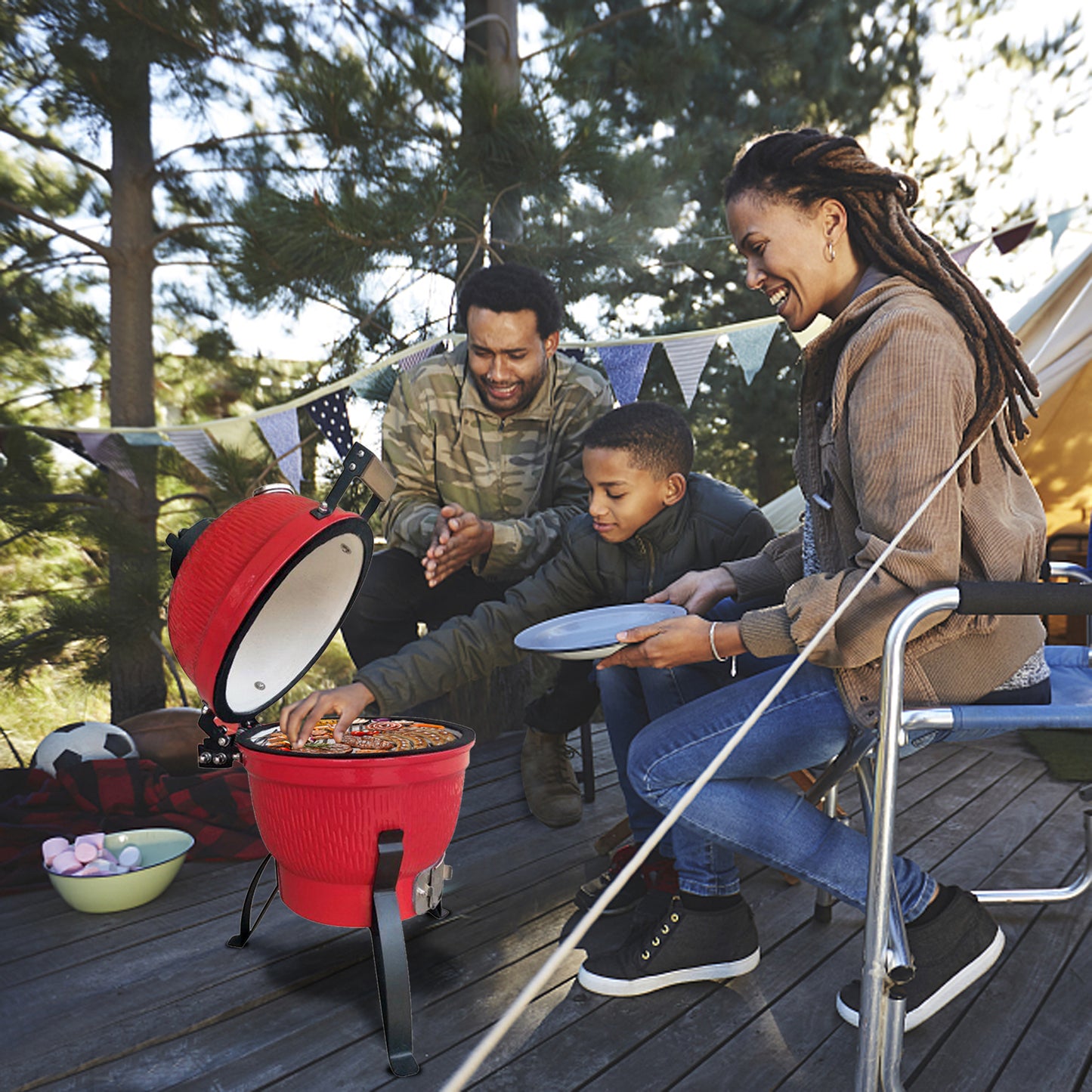 Ceramic 13-Inch Round Oven Grill - Fuel Efficient & Versatile