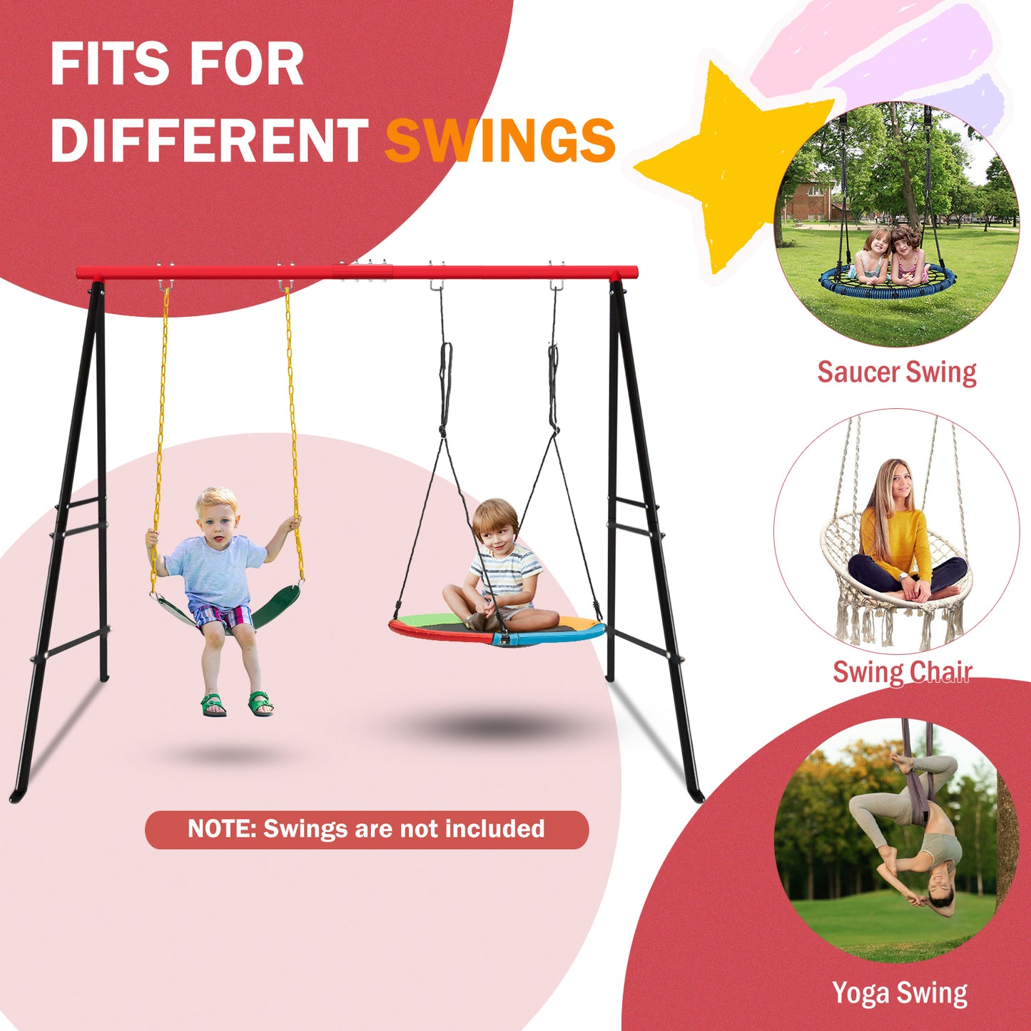Heavy-Duty A-Frame Swing Stand for Indoor & Outdoor Use - Red