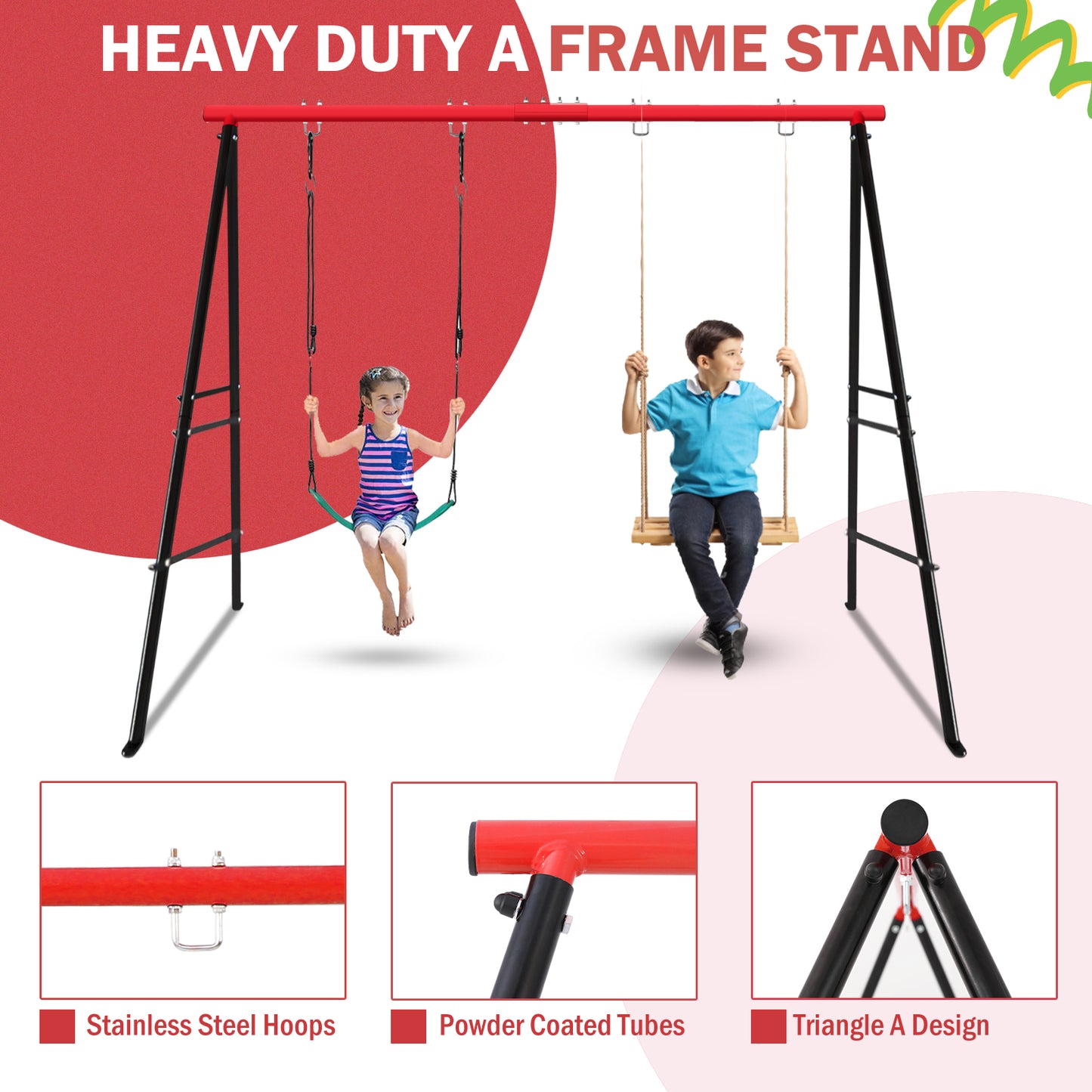 Heavy-Duty A-Frame Swing Stand for Indoor & Outdoor Use - Red