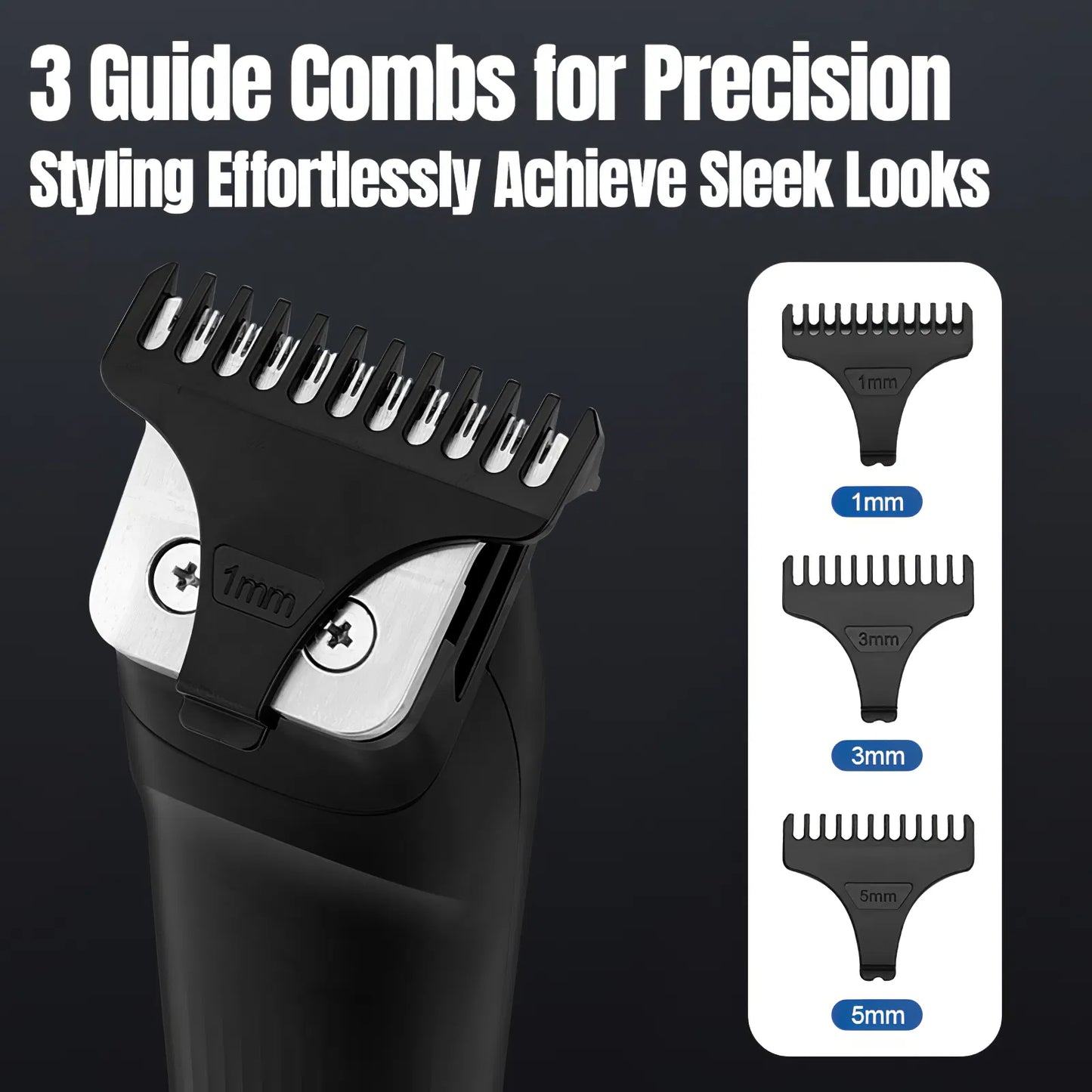 3-in-1 Rechargeable Beard Trimmer, Hair Clipper & Grooming Kit for Men