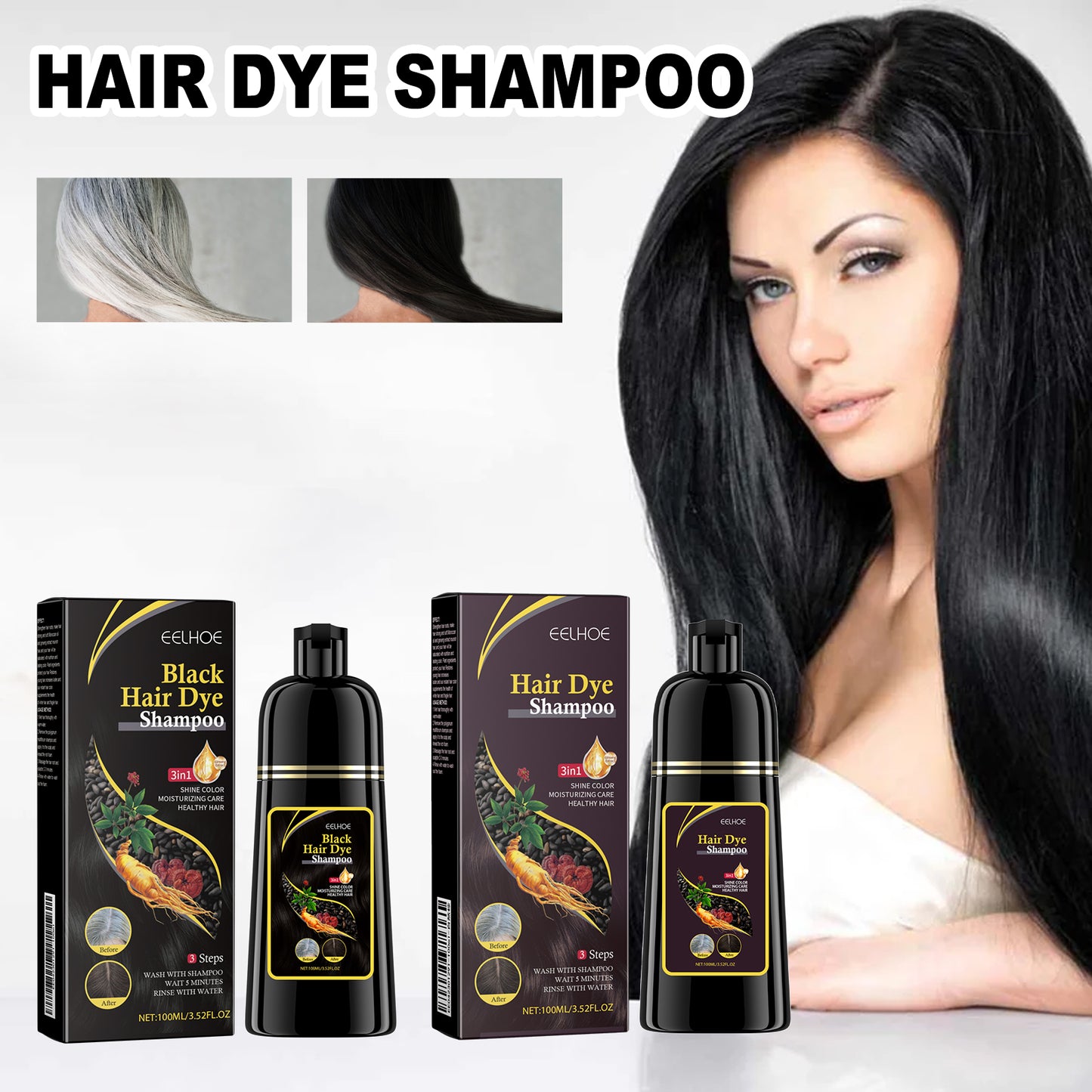 Polygonum Multiflorum Darkening Shampoo - Moisturizing Hair Growth Formula