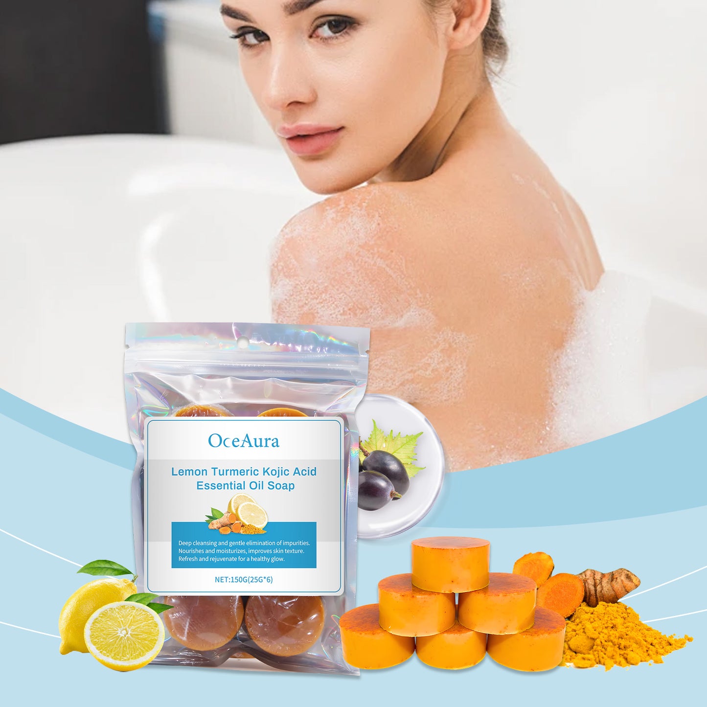 Lemon Turmeric Essential Oil Soap - Natural Brightening Body Cleansing Bar