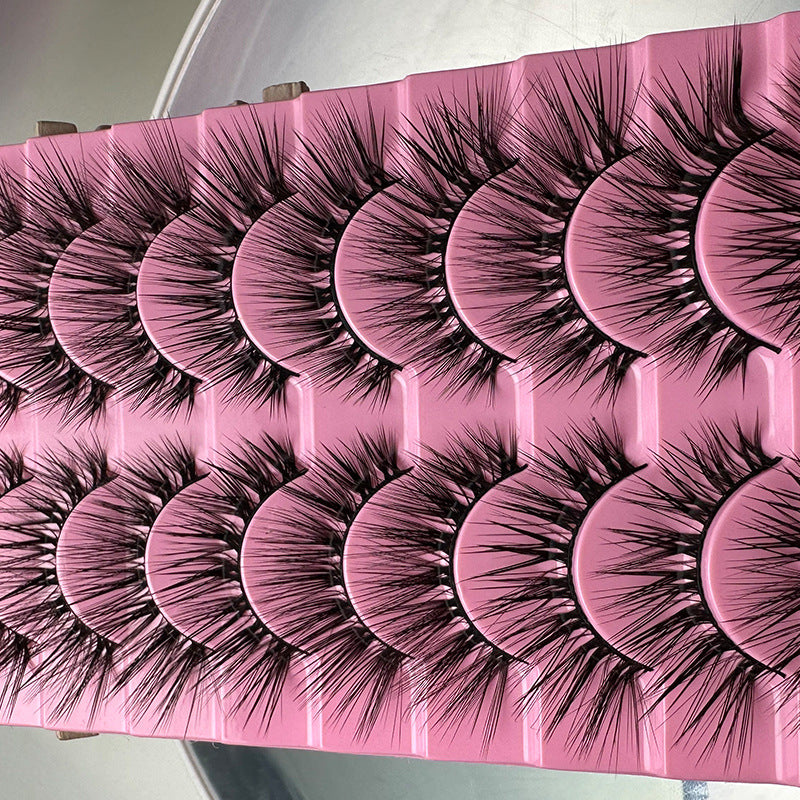 False Eyelashes 10 Pairs Natural Thick Curl L Pink Ladder LD Series Set