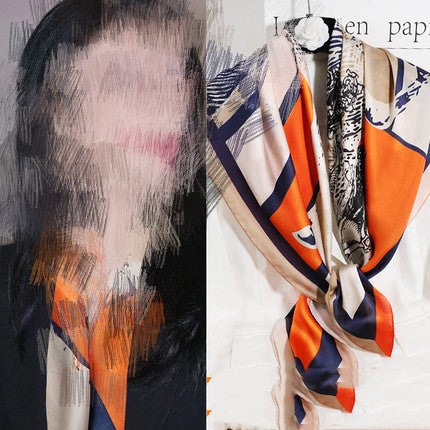 Women's Geometric Square Scarf - Large Polyester Fashion Accessory