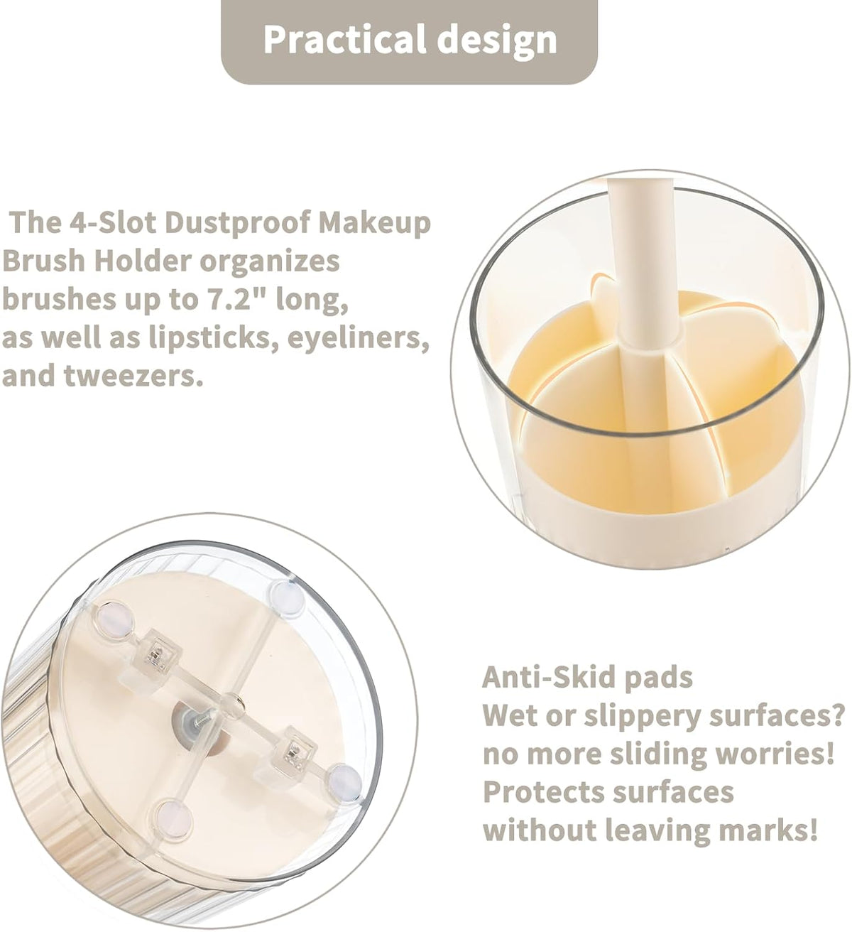 Upgraded Press-Pop Makeup Brush Holder with Lid - Dustproof & Compact Vanity Organizer