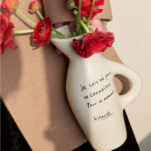 Ceramic Vase French Poetry Milk White Small Home Decor Pot