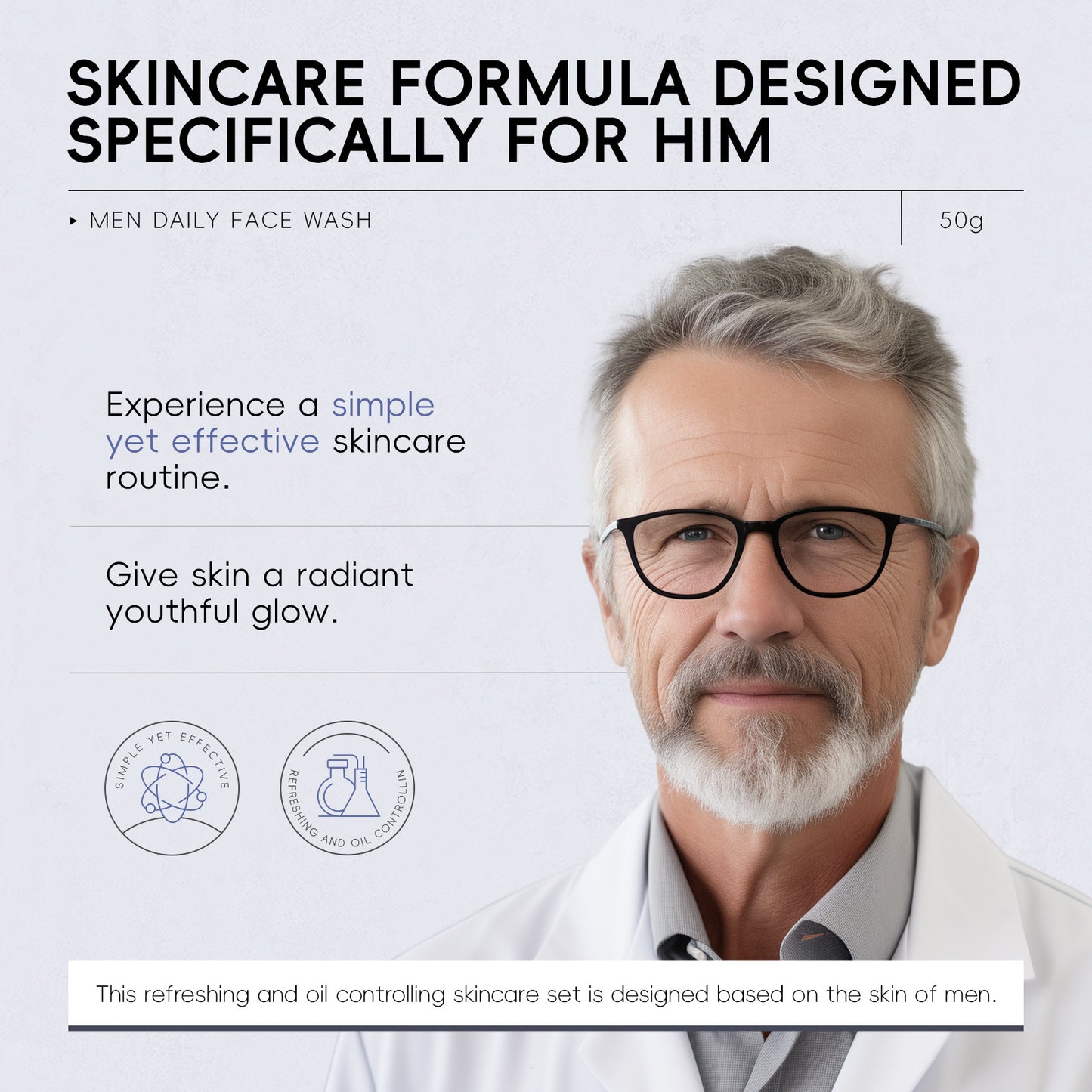 Men's 50g Facial Cleanser for Pore Cleaning - Daily Skin Care