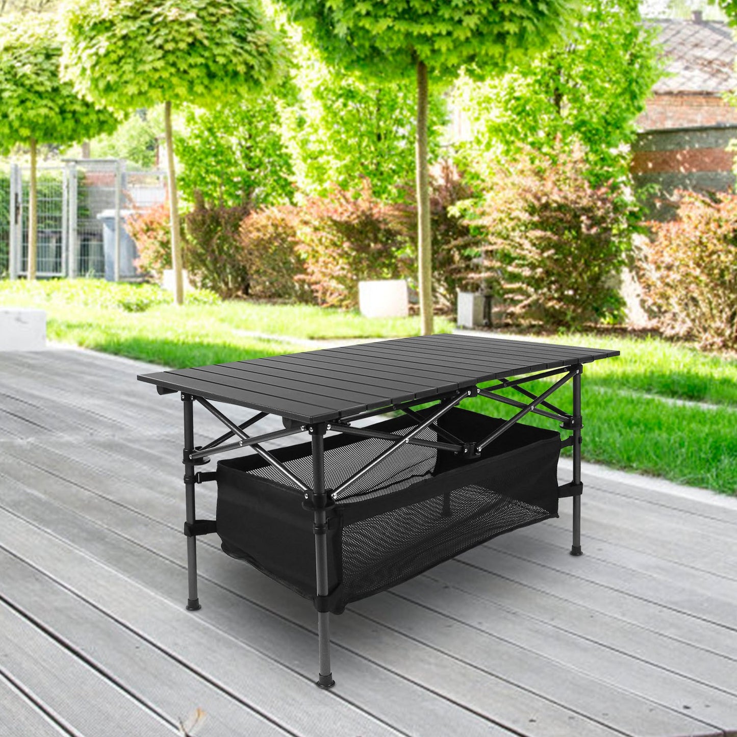 Portable Folding Camping Table - Lightweight Aluminum - Black