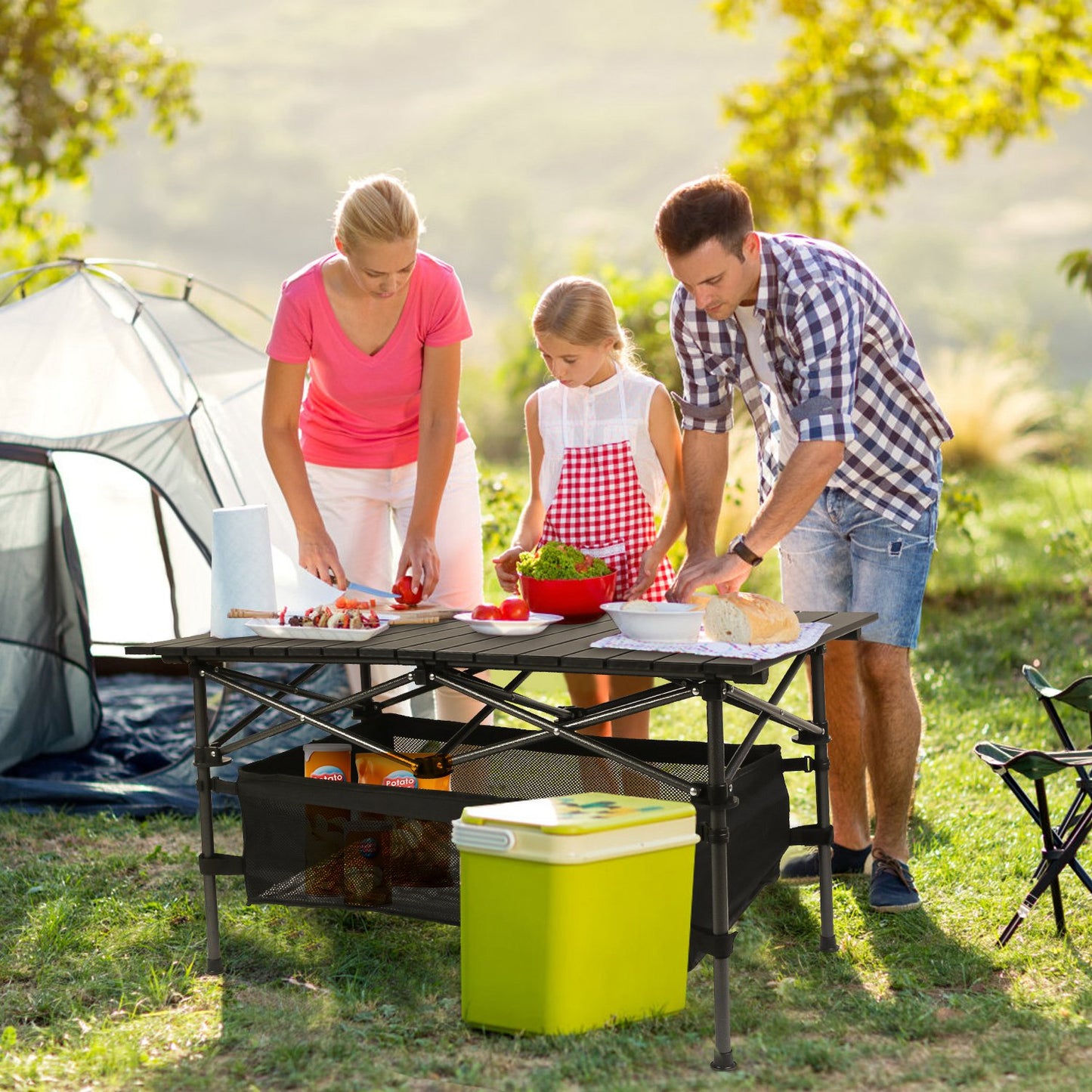 Portable Folding Camping Table - Lightweight Aluminum - Black