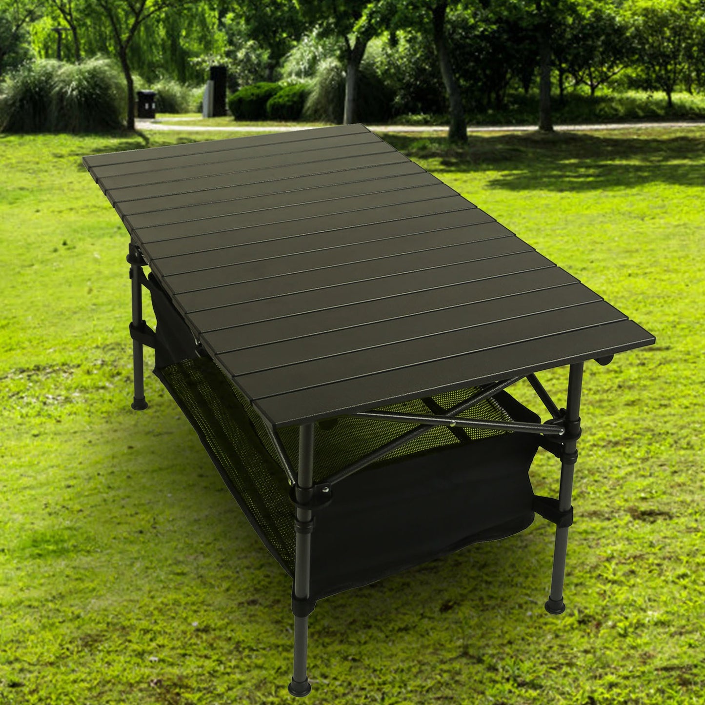 Portable Folding Camping Table - Lightweight Aluminum - Black