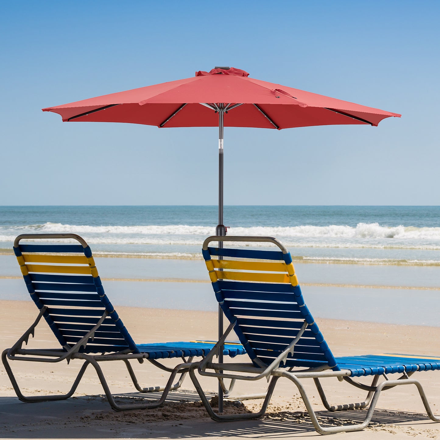 10ft Solar LED Patio Umbrella with Tilt Adjustment & UV Protection