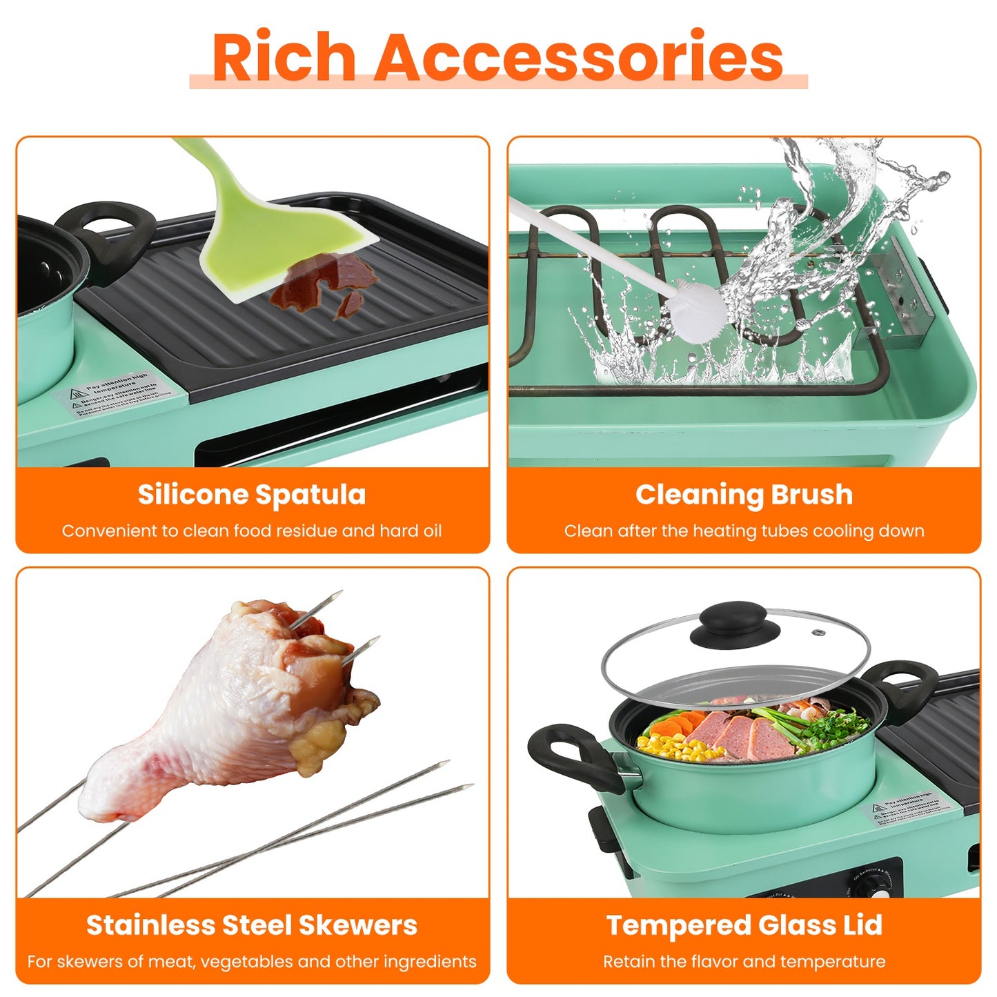 3-in-1 Electric Hot Pot and Grill - 1600W Smokeless Cooker