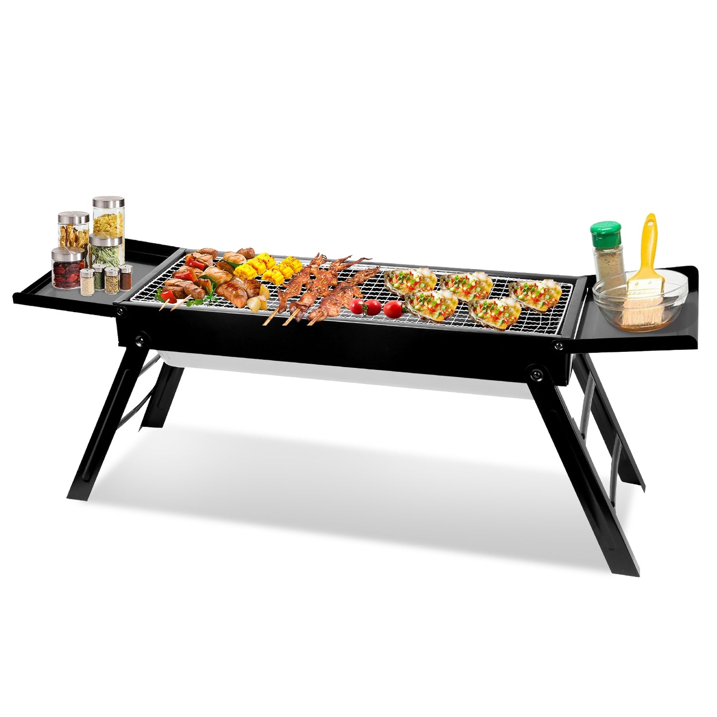 Portable Foldable Charcoal BBQ Grill - Tabletop for Camping