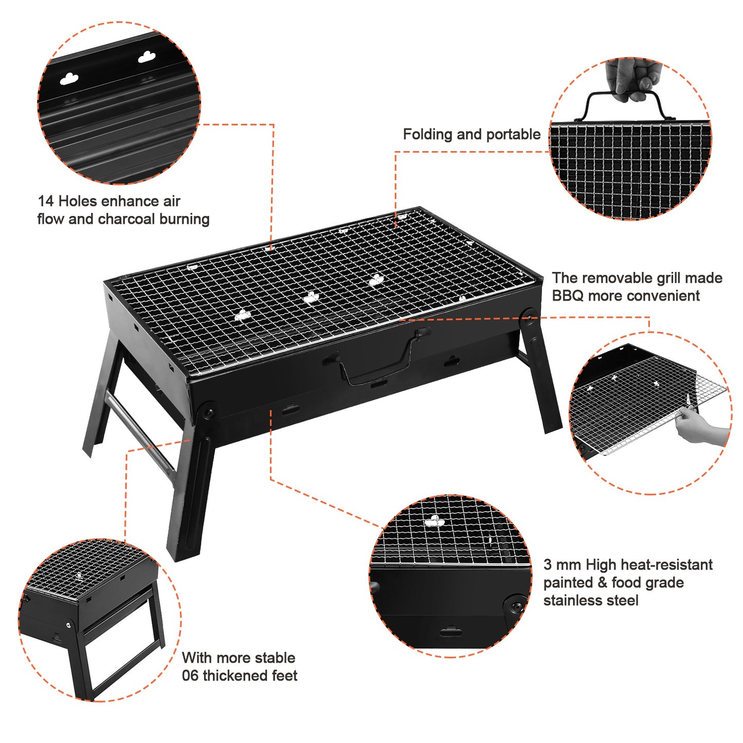 Portable Charcoal BBQ Grill - Lightweight & Foldable for Camping