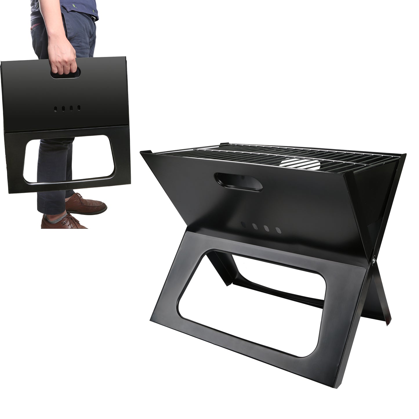 Portable Charcoal Grill - Foldable BBQ for Camping & Outdoor Cooking