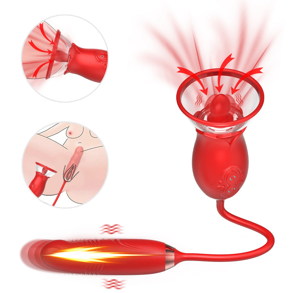 Double-Headed Sucking Tongue Licking Vibrator Device - Electric Silicone Adult Wellness