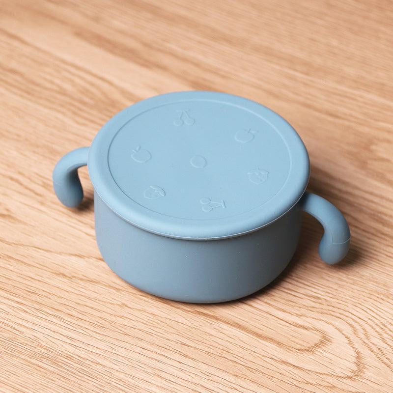Children's Silicone Snack Bowl with Dustproof Lid and Handles for Kids