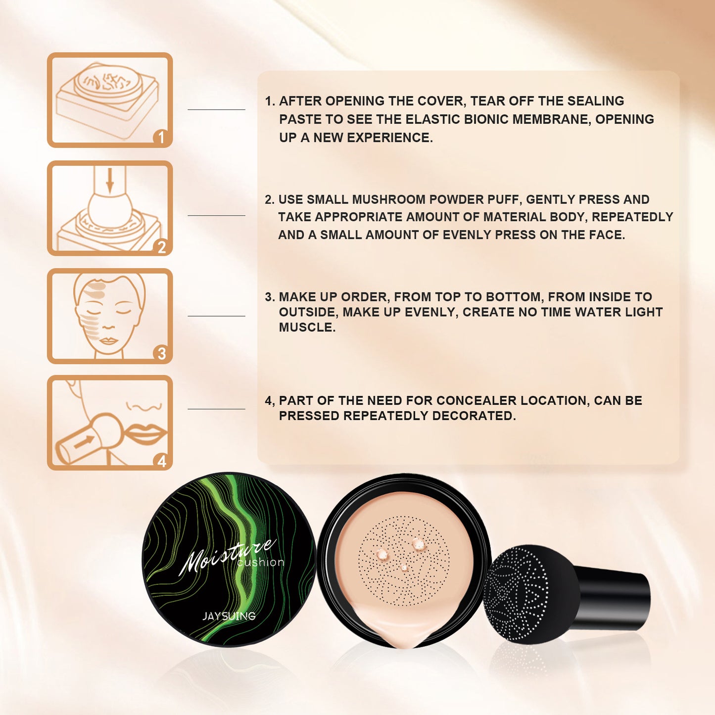 Mushroom Head Air Cushion Foundation - Natural Coverage Concealer