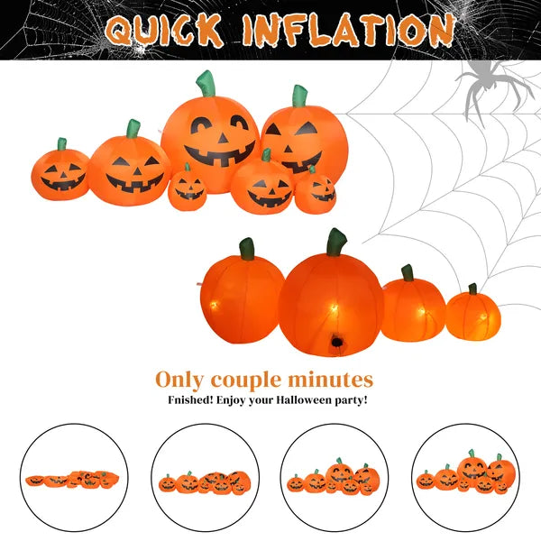 7ft LED Pumpkin Inflatable Halloween Decoration with 7 String Lights