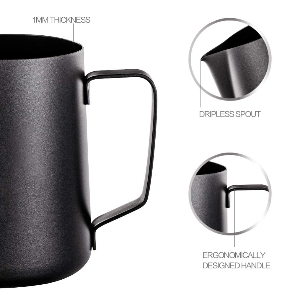 Stainless Steel Milk Frothing Jar - 350ml Matte Finish